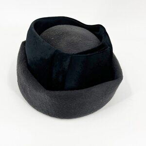 ✅ VTG 40‎ 50s Brigitte Italy Hat Sonni of California Pillbox Black